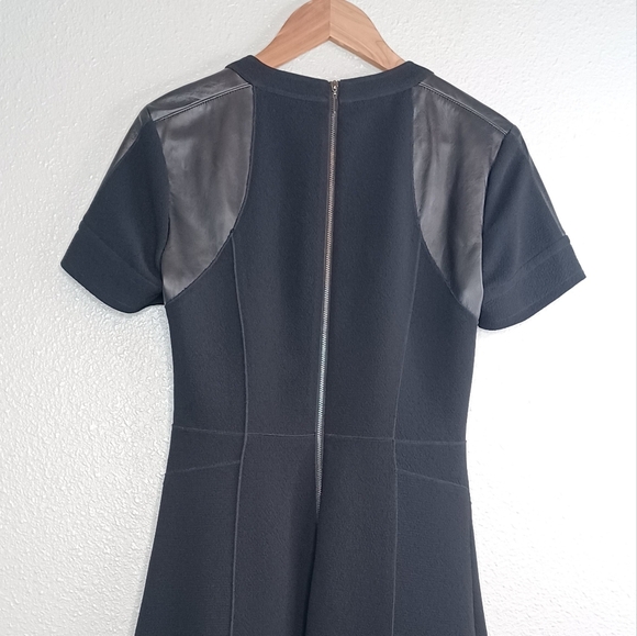 Rebecca Taylor Goth Grunge 100% Lamb Leather Trim Sz 6 Fit & Flare Dress - Picture 6 of 13